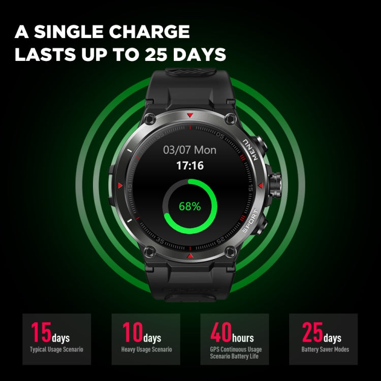 Zeblaze Stratos 2 Smart Watch con schermo AMOLED da 1,3 pollici, supporto monitoraggio del sonno / monitoraggio della frequenza cardiaca, Stratos 2