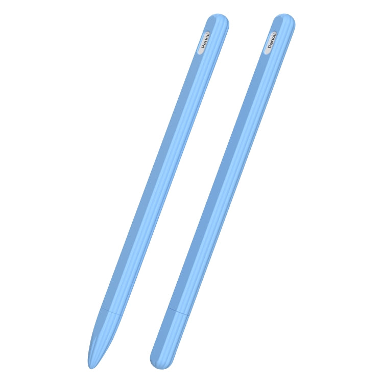 Custodia per stilo in silicone liquido a strisce 3 in 1 con due cappucci per le punte, For Apple Pencil 1, For Apple Pencil 2