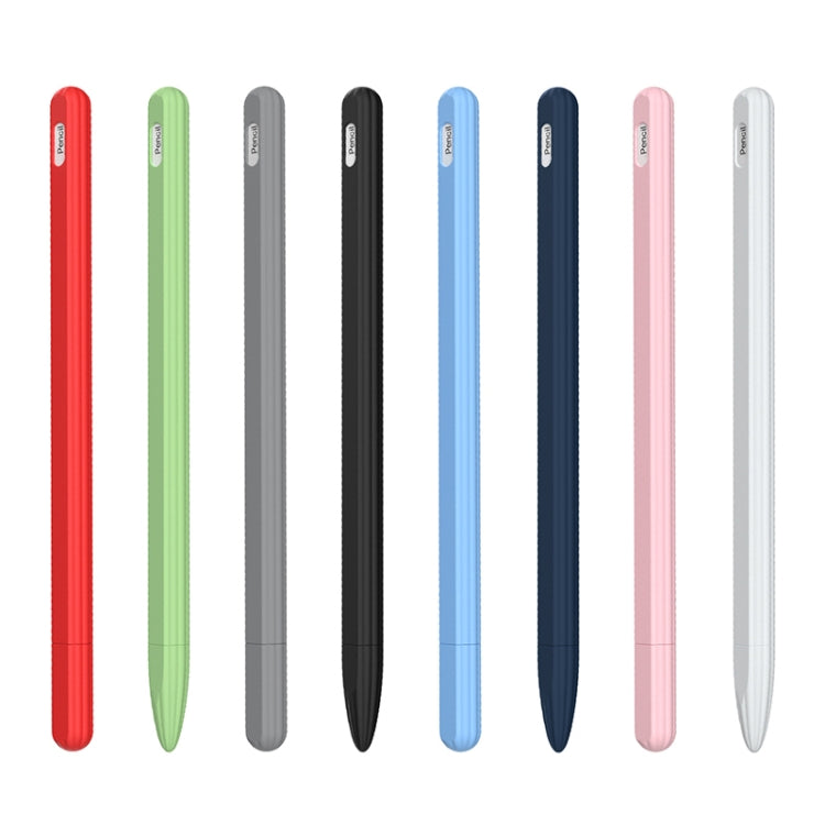 Custodia per stilo in silicone liquido a strisce 3 in 1 con due cappucci per le punte, For Apple Pencil 1, For Apple Pencil 2