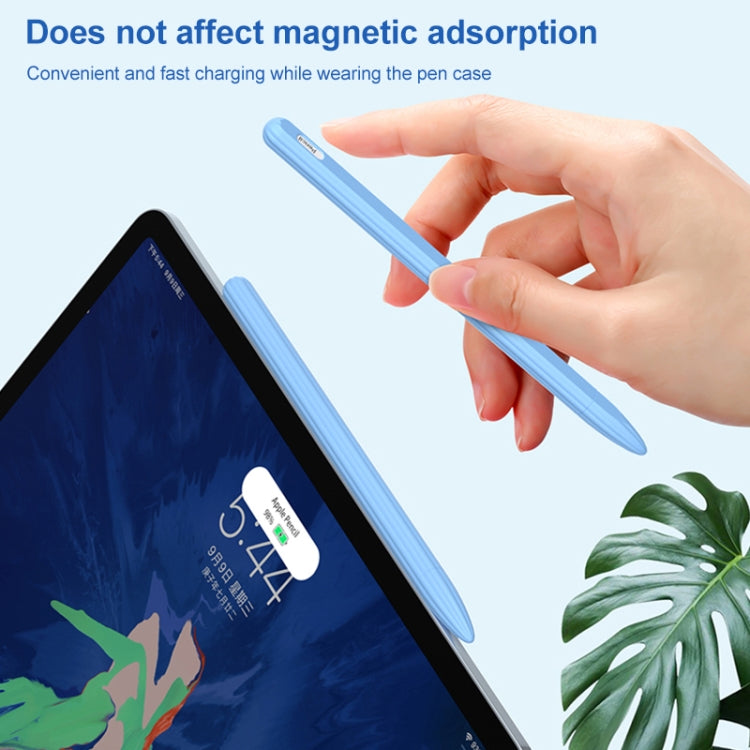Custodia per stilo in silicone liquido a strisce 3 in 1 con due cappucci per le punte, For Apple Pencil 1, For Apple Pencil 2
