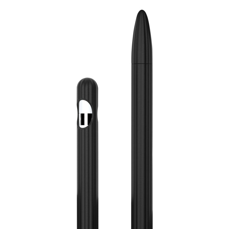 Custodia per stilo in silicone liquido a strisce 3 in 1 con due cappucci per le punte, For Apple Pencil 1, For Apple Pencil 2