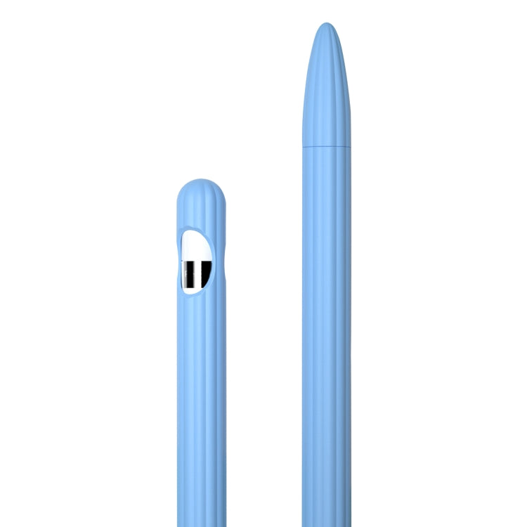 Custodia per stilo in silicone liquido a strisce 3 in 1 con due cappucci per le punte, For Apple Pencil 1, For Apple Pencil 2