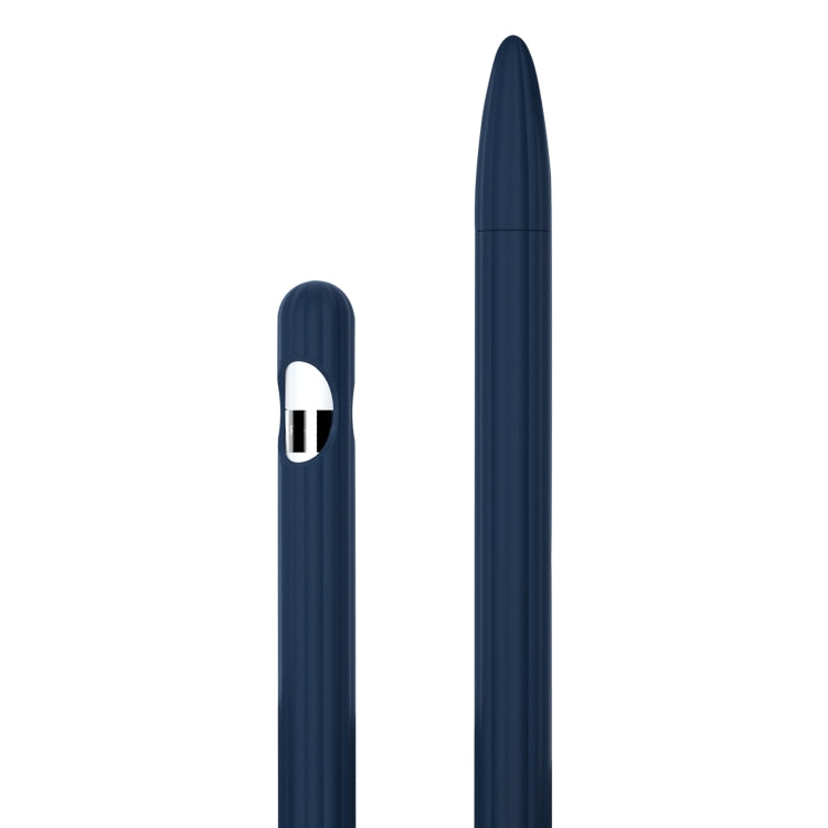Custodia per stilo in silicone liquido a strisce 3 in 1 con due cappucci per le punte, For Apple Pencil 1, For Apple Pencil 2