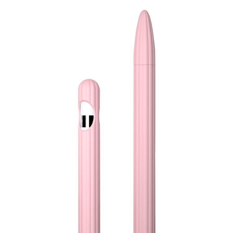 Custodia per stilo in silicone liquido a strisce 3 in 1 con due cappucci per le punte, For Apple Pencil 1, For Apple Pencil 2