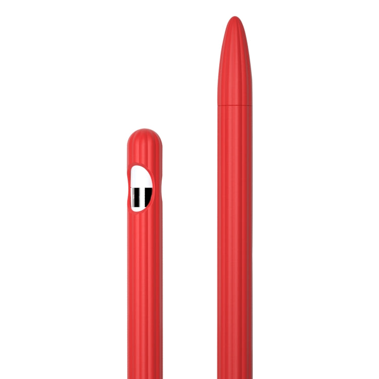 Custodia per stilo in silicone liquido a strisce 3 in 1 con due cappucci per le punte, For Apple Pencil 1, For Apple Pencil 2