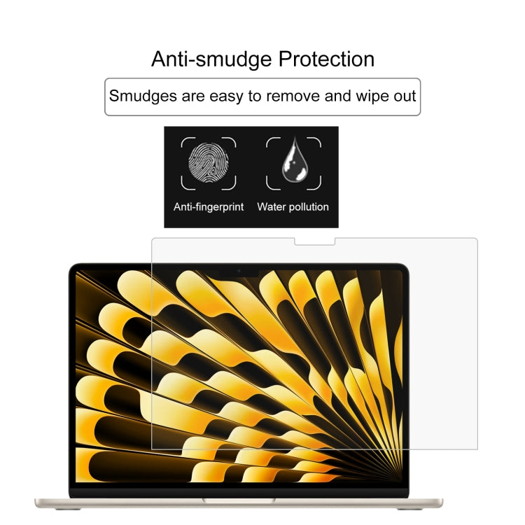 Pellicola in vetro temperato antideflagrante con durezza superficiale 2 pezzi 0,26 mm 9H, For Macbook Air 13.6 2023/2024/2025, For Macbook Air 15.3 2023/2024/2025