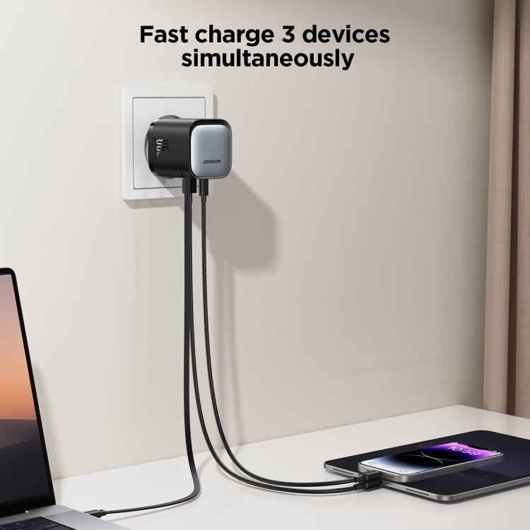 JOYROOM JR-TCL02 Caricabatterie GaN a 2 porte da 65 W con cavo retrattile, JR-TCL02