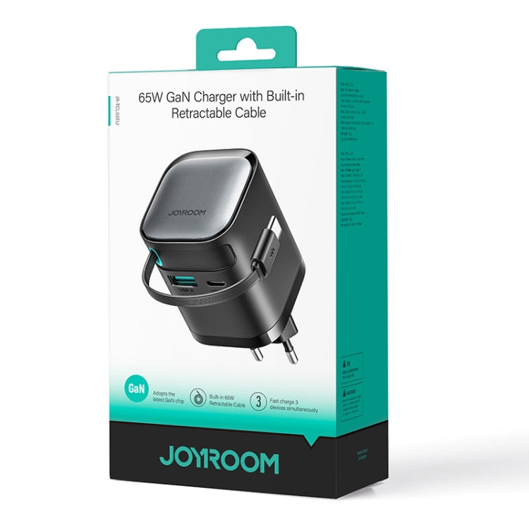 JOYROOM JR-TCL02 Caricabatterie GaN a 2 porte da 65 W con cavo retrattile, JR-TCL02