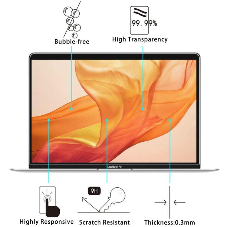 Pellicola in vetro temperato antideflagrante con durezza superficiale 0,26 mm 9H per MacBook Air 13.3 (2018), For MacBook Air 13.3 (2018)