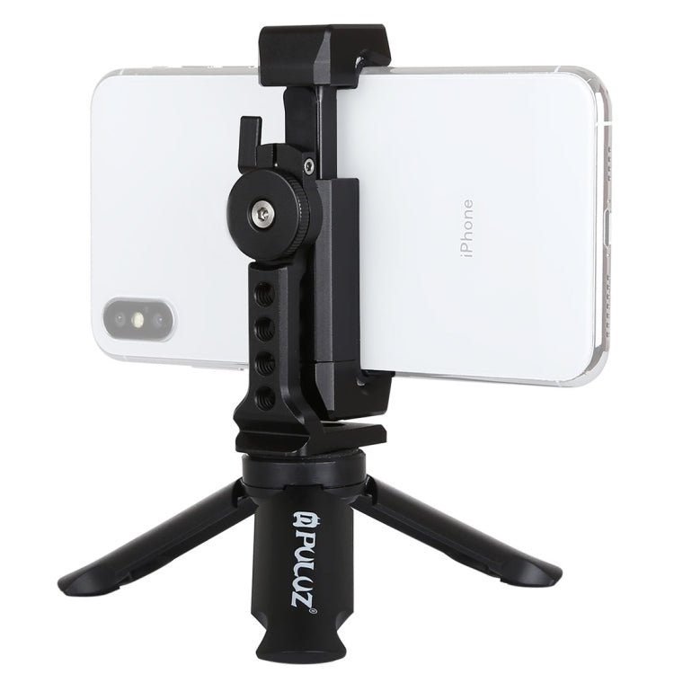 PULUZ Treppiede in plastica pieghevole + Morsetto in metallo per riprese orizzontali/verticali con slitta fredda per iPhone, Galaxy, Huawei, Xiaomi, Sony, HTC, Google e altri smartphone, Tripod+Clamp 4
