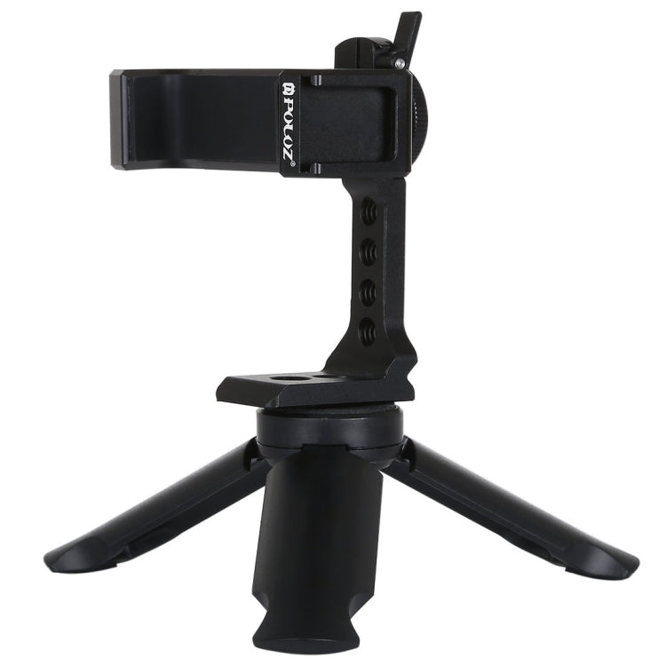 PULUZ Treppiede in plastica pieghevole + Morsetto in metallo per riprese orizzontali/verticali con slitta fredda per iPhone, Galaxy, Huawei, Xiaomi, Sony, HTC, Google e altri smartphone, Tripod+Clamp 4