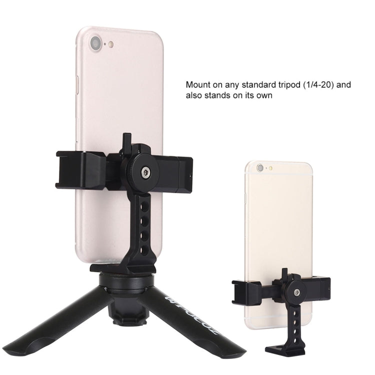 PULUZ Treppiede in plastica pieghevole + Morsetto in metallo per riprese orizzontali/verticali con slitta fredda per iPhone, Galaxy, Huawei, Xiaomi, Sony, HTC, Google e altri smartphone, Tripod+Clamp 4