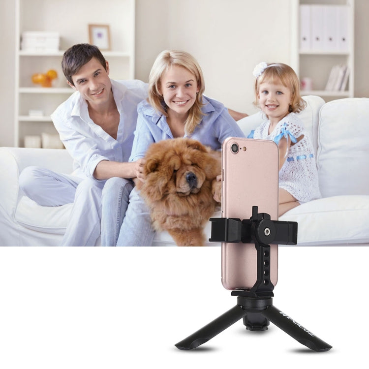 PULUZ Treppiede in plastica pieghevole + Morsetto in metallo per riprese orizzontali/verticali con slitta fredda per iPhone, Galaxy, Huawei, Xiaomi, Sony, HTC, Google e altri smartphone, Tripod+Clamp 4