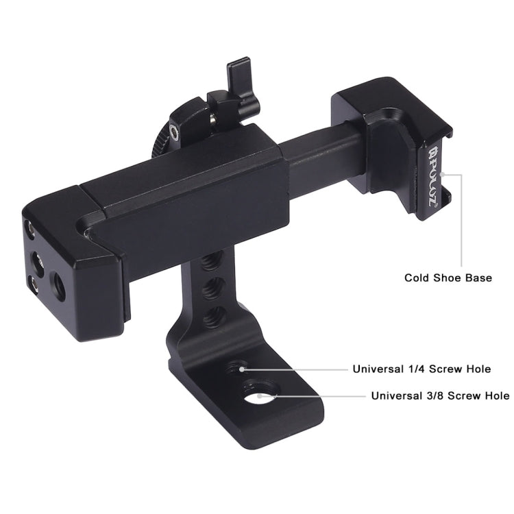 PULUZ Treppiede in plastica pieghevole + Morsetto in metallo per riprese orizzontali/verticali con slitta fredda per iPhone, Galaxy, Huawei, Xiaomi, Sony, HTC, Google e altri smartphone, Tripod+Clamp 4