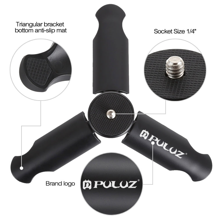 PULUZ Treppiede in plastica pieghevole + Morsetto in metallo per riprese orizzontali/verticali con slitta fredda per iPhone, Galaxy, Huawei, Xiaomi, Sony, HTC, Google e altri smartphone, Tripod+Clamp 4