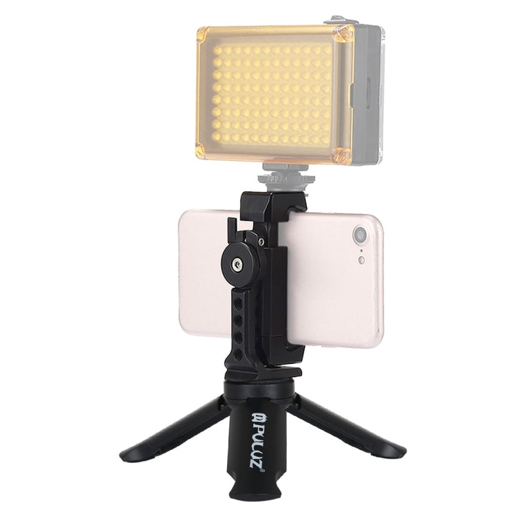 PULUZ Treppiede in plastica pieghevole + Morsetto in metallo per riprese orizzontali/verticali con slitta fredda per iPhone, Galaxy, Huawei, Xiaomi, Sony, HTC, Google e altri smartphone, Tripod+Clamp 4