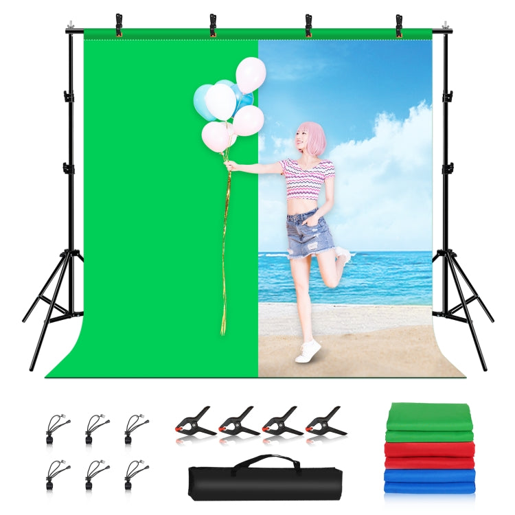 PULUZ 2x2m Photo Studio Sfondo Supporto Supporto Fondale Kit Staffa Traversa con Fondali Rosso/Blu/Verde, 2 x 2m(double stands)