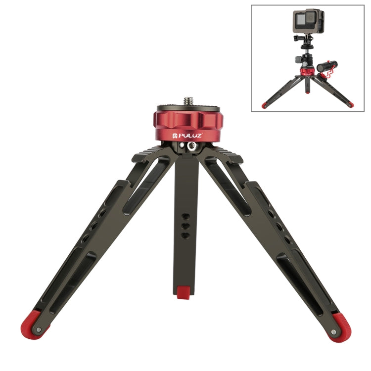 PULUZ Supporto per treppiede da tavolo per vlogging live con basi per scarpe fredde per DSLR e fotocamere digitali, altezza regolabile: 7,5-14,5 cm, Desktop Live Tripod