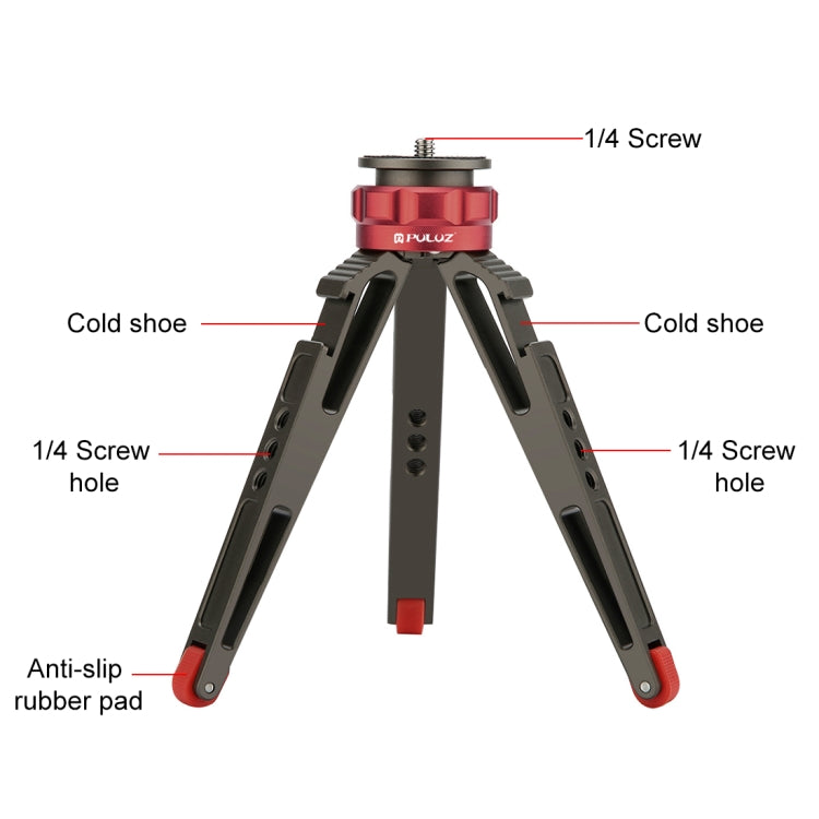 PULUZ Supporto per treppiede da tavolo per vlogging live con basi per scarpe fredde per DSLR e fotocamere digitali, altezza regolabile: 7,5-14,5 cm, Desktop Live Tripod