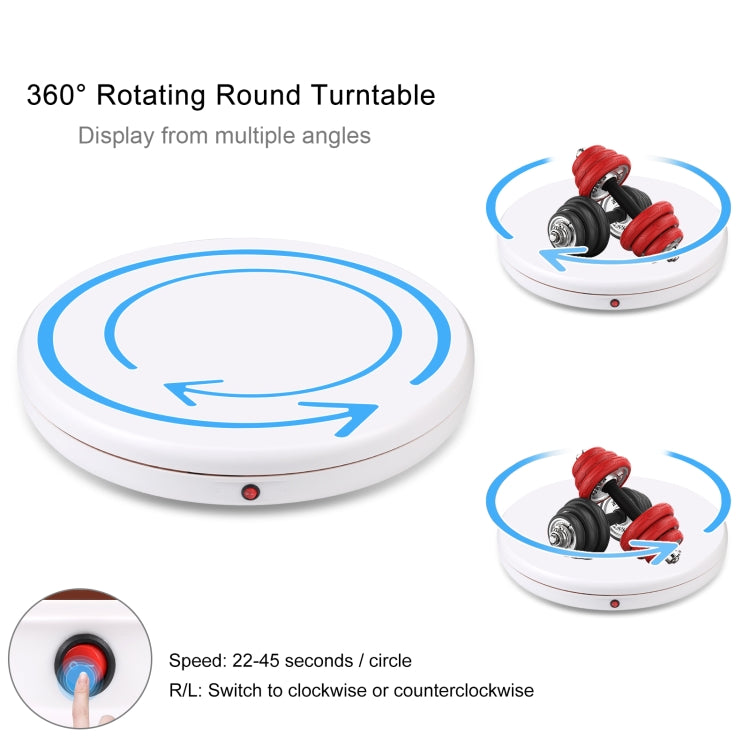 PULUZ Espositore per giradischi rotante con regolazione della velocità da 45 cm, bianco, carico 100 kg, 45cm Load 100kg White AU Plug, 45cm Load 100kg White EU Plug, 45cm Load 100kg White UK Plug, 45cm Load 100kg White US Plug