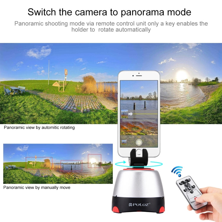 PULUZ Testa panoramica elettronica con rotazione di 360 gradi con telecomando per smartphone, GoPro, fotocamere DSLR, Pano Head