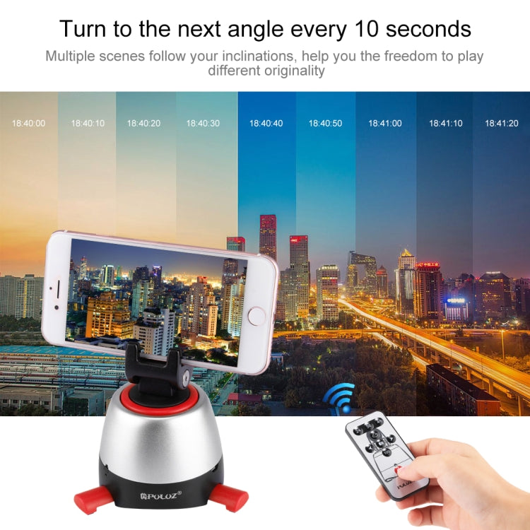 PULUZ Testa panoramica elettronica con rotazione di 360 gradi con telecomando per smartphone, GoPro, fotocamere DSLR, Pano Head