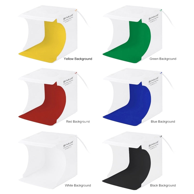 PULUZ Anello LED da 23 cm Pannello LED pieghevole Luce portatile Illuminazione fotografica Kit tenda da studio con fondali a 6 colori (nero, bianco, giallo, rosso, verde, blu), dimensioni da aperto: 24 cm x 23 cm x 23 cm, 23cm Ring LED Panel