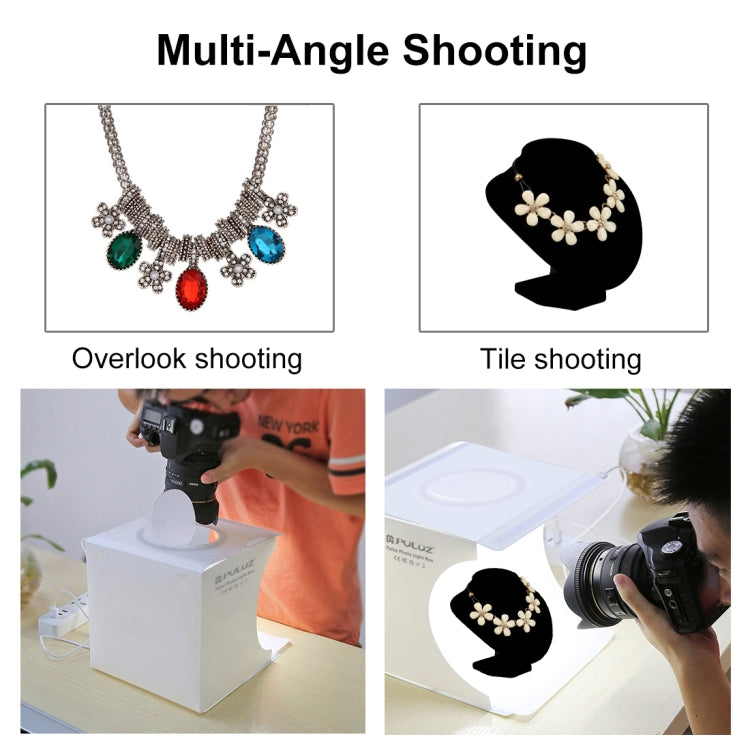 PULUZ Anello LED da 23 cm Pannello LED pieghevole Luce portatile Illuminazione fotografica Kit tenda da studio con fondali a 6 colori (nero, bianco, giallo, rosso, verde, blu), dimensioni da aperto: 24 cm x 23 cm x 23 cm, 23cm Ring LED Panel