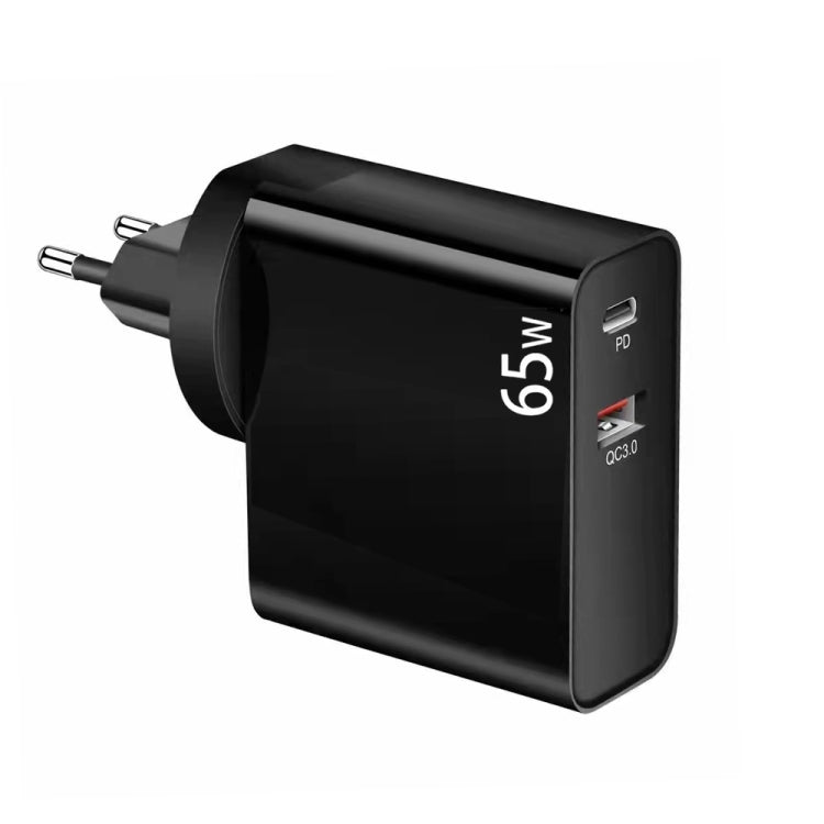 PD-65W USB-C / Tipo-C + QC3.0 Adattatore di ricarica per laptop USB, spina europea / spina americana, EU Plug / US Plug