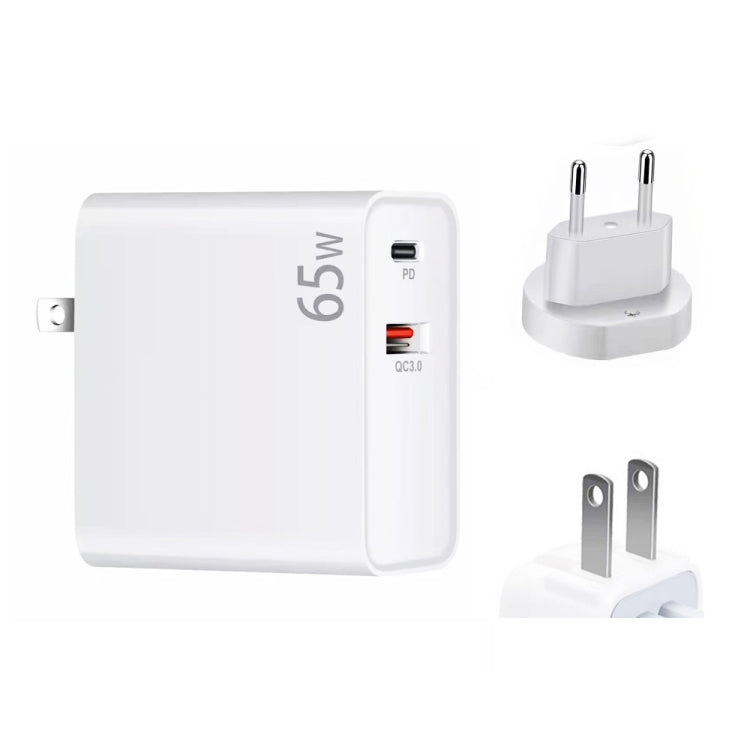 PD-65W USB-C / Tipo-C + QC3.0 Adattatore di ricarica per laptop USB, spina europea / spina americana, EU Plug / US Plug