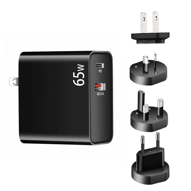 PD-65W USB-C / Tipo-C + QC3.0 Adattatore di ricarica per laptop USB, spina AU / spina USA / spina UE / spina UK, AU Plug / US Plug / EU Plug / UK Plug