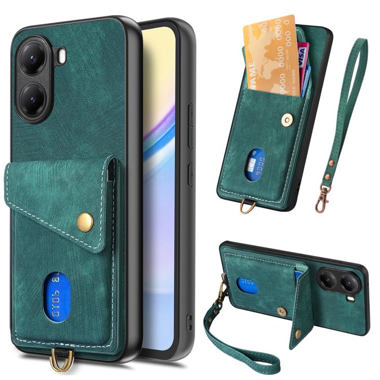 Custodia per telefono in pelle pieghevole con portafoglio per carte retrò con cinturino, For Redmi K80 Pro / Poco F7 Ultra, For Redmi K80 / Poco F7 Pro, For Redmi Turbo 4, For Xiaomi Poco X7 Pro