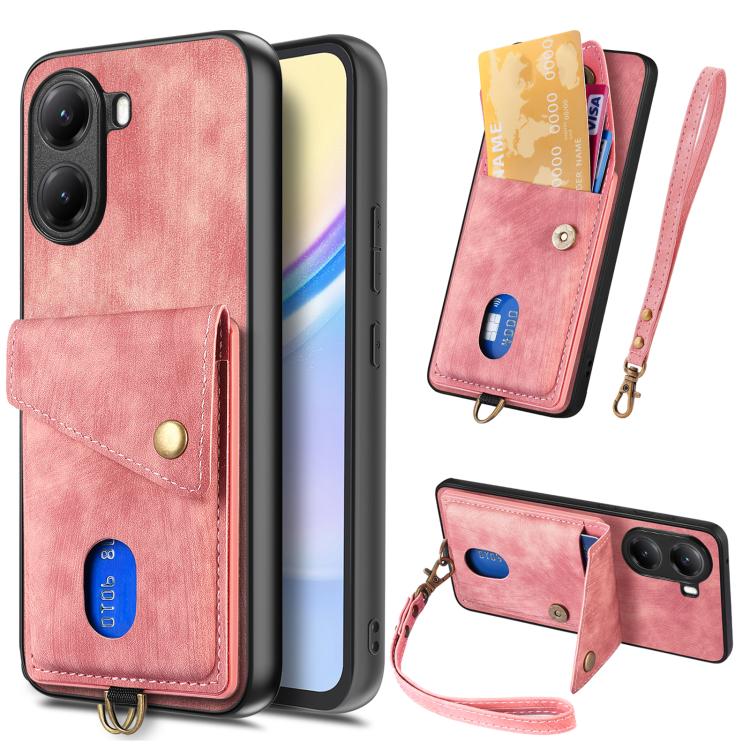 Custodia per telefono in pelle pieghevole con portafoglio per carte retrò con cinturino, For Redmi K80 Pro / Poco F7 Ultra, For Redmi K80 / Poco F7 Pro, For Redmi Turbo 4, For Xiaomi Poco X7 Pro