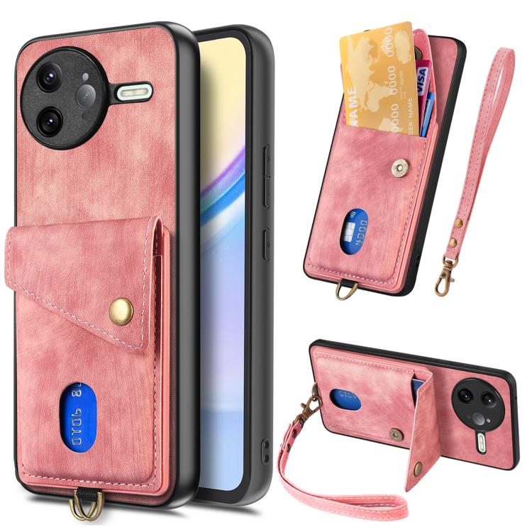 Custodia per telefono in pelle pieghevole con portafoglio per carte retrò con cinturino, For Redmi K80 Pro / Poco F7 Ultra, For Redmi K80 / Poco F7 Pro, For Redmi Turbo 4, For Xiaomi Poco X7 Pro