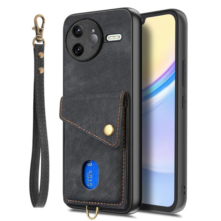 Custodia per telefono in pelle pieghevole con portafoglio per carte retrò con cinturino, For Redmi K80 Pro / Poco F7 Ultra, For Redmi K80 / Poco F7 Pro, For Redmi Turbo 4, For Xiaomi Poco X7 Pro