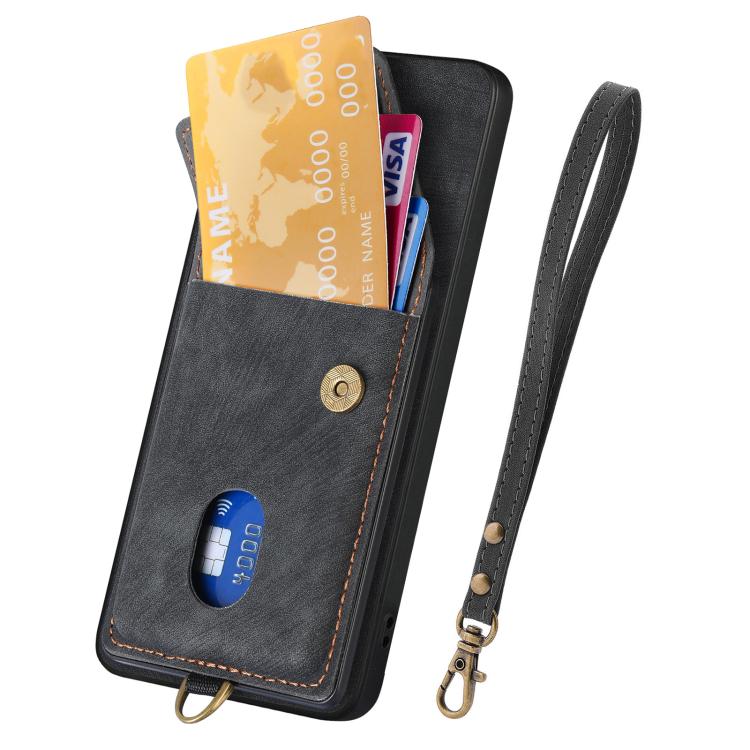 Custodia per telefono in pelle pieghevole con portafoglio per carte retrò con cinturino, For Redmi K80 Pro / Poco F7 Ultra, For Redmi K80 / Poco F7 Pro, For Redmi Turbo 4, For Xiaomi Poco X7 Pro