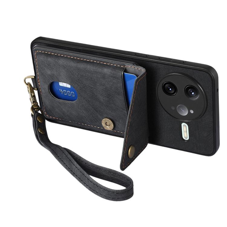 Custodia per telefono in pelle pieghevole con portafoglio per carte retrò con cinturino, For Redmi K80 Pro / Poco F7 Ultra, For Redmi K80 / Poco F7 Pro, For Redmi Turbo 4, For Xiaomi Poco X7 Pro