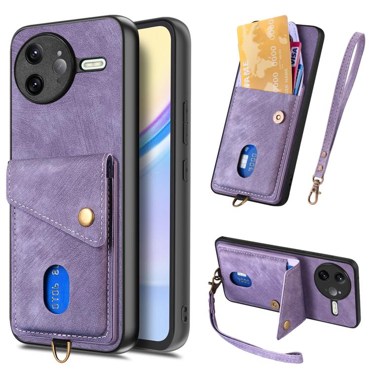 Custodia per telefono in pelle pieghevole con portafoglio per carte retrò con cinturino, For Redmi K80 Pro / Poco F7 Ultra, For Redmi K80 / Poco F7 Pro, For Redmi Turbo 4, For Xiaomi Poco X7 Pro