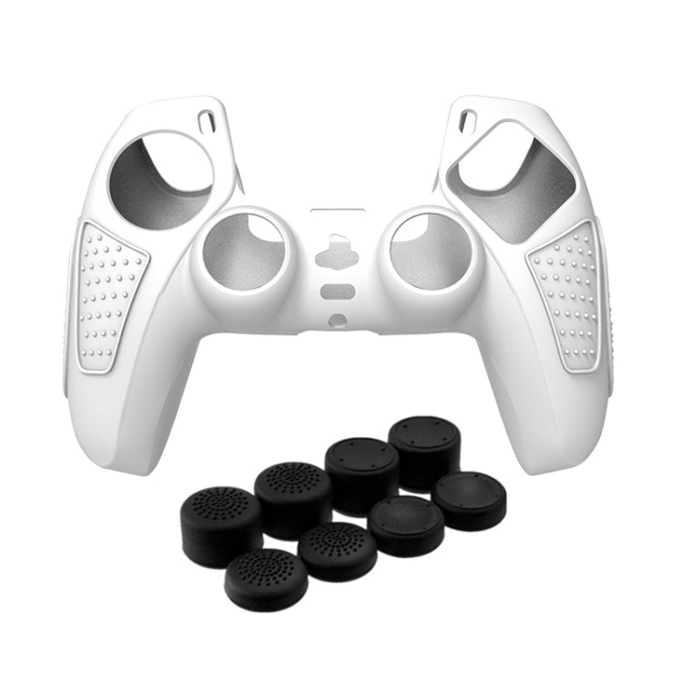 Per PS5 Gamepad Custodia protettiva in silicone Custodia morbida in silicone antiscivolo, White, Blue, Black, White+2 Hats, Blue+2 Hats, Black+2 Hats, White+8 Hats, Blue+8 Hats, Black+8 Hats