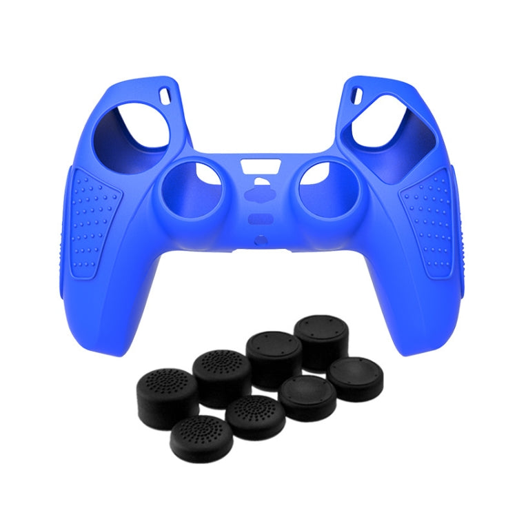 Per PS5 Gamepad Custodia protettiva in silicone Custodia morbida in silicone antiscivolo, White, Blue, Black, White+2 Hats, Blue+2 Hats, Black+2 Hats, White+8 Hats, Blue+8 Hats, Black+8 Hats