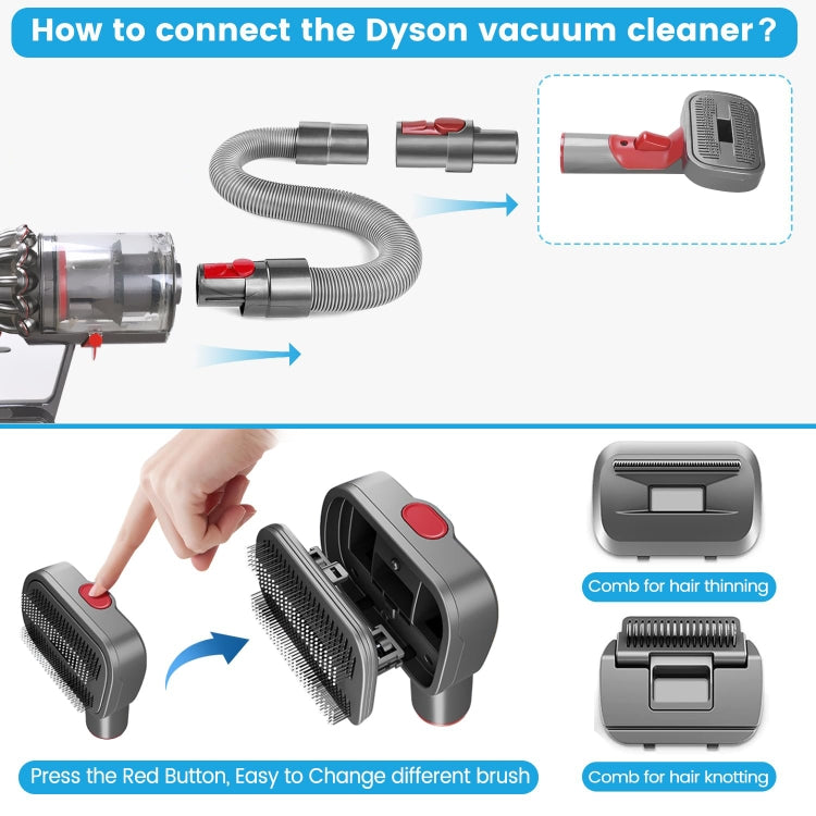 Per Dyson V7 V8 V10 V11 V15 Pet 3 in 1 set di testine di aspirazione per la toelettatura, With Hose, Without Hose