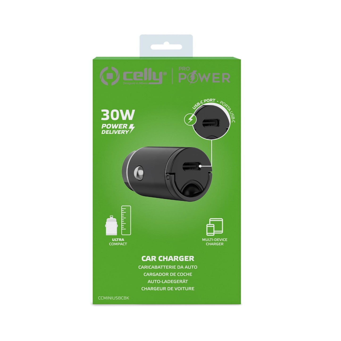 CARICABATTERIE - MINI CAR CHARGER 30W 1 USB-C PORT [PRO POWER] CELLY