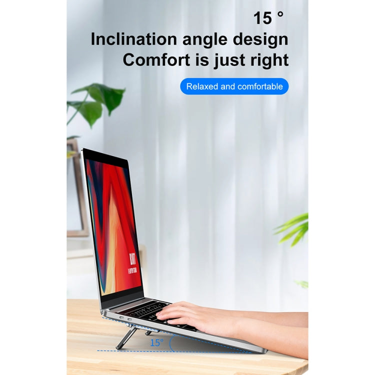 2 PZ R-JUST HZ07 Supporto pieghevole per laptop in lega di alluminio a forma di schermo adesivo universale, HZ07 Gray
