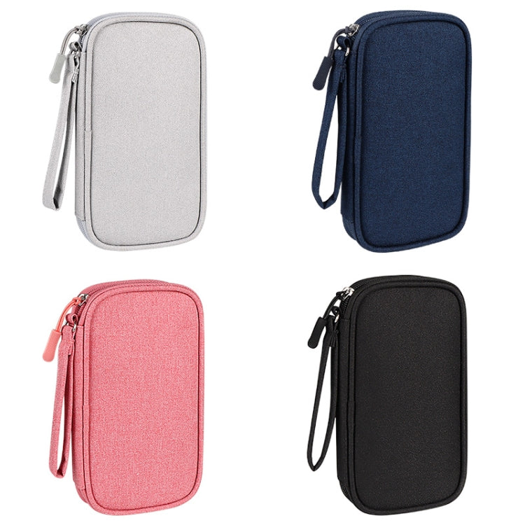 SM03 Borsa multifunzionale per accessori digitali con cordino, 19x11x3.5cm(Navy Blue), 19x11x3.5cm(Gray), 19x11x3.5cm(Pink), 19x11x3.5cm(Black)