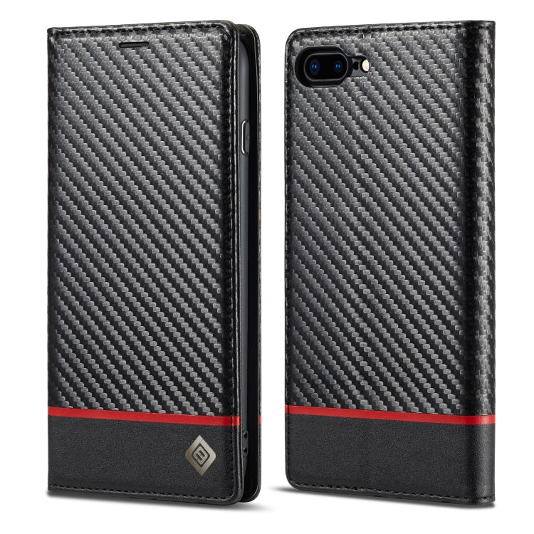 LC.IMEEKE Custodia in pelle a vibrazione orizzontale PU + TPU in fibra di carbonio con supporto, slot per schede e portafoglio, For iPhone 11, For iPhone 11 Pro, For iPhone 11 Pro Max, For iPhone 12 mini, For iPhone 12 / 12 Pro, For iPhone 12 Pro Max  ...