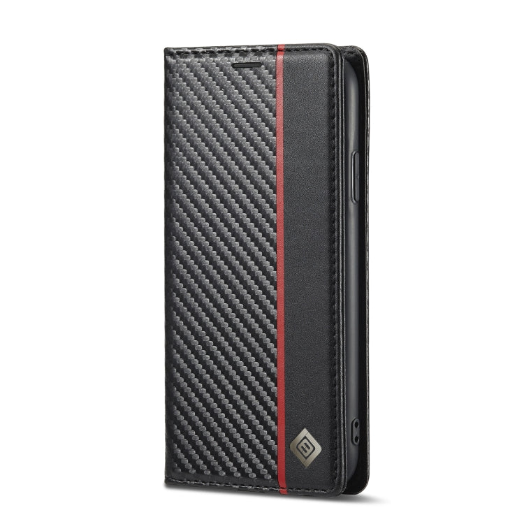 LC.IMEEKE Custodia in pelle a vibrazione orizzontale PU + TPU in fibra di carbonio con supporto, slot per schede e portafoglio, For iPhone 11, For iPhone 11 Pro, For iPhone 11 Pro Max, For iPhone 12 mini, For iPhone 12 / 12 Pro, For iPhone 12 Pro Max��...