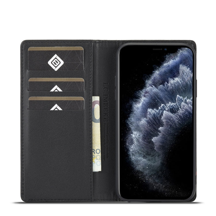 LC.IMEEKE Custodia in pelle a vibrazione orizzontale PU + TPU in fibra di carbonio con supporto, slot per schede e portafoglio, For iPhone 11, For iPhone 11 Pro, For iPhone 11 Pro Max, For iPhone 12 mini, For iPhone 12 / 12 Pro, For iPhone 12 Pro Max  ...