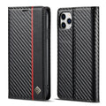 LC.IMEEKE Custodia in pelle a vibrazione orizzontale PU + TPU in fibra di carbonio con supporto, slot per schede e portafoglio, For iPhone 11, For iPhone 11 Pro, For iPhone 11 Pro Max, For iPhone 12 mini, For iPhone 12 / 12 Pro, For iPhone 12 Pro Max  ...