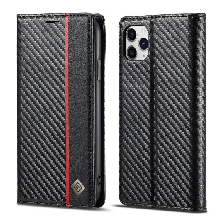 LC.IMEEKE Custodia in pelle a vibrazione orizzontale PU + TPU in fibra di carbonio con supporto, slot per schede e portafoglio, For iPhone 11, For iPhone 11 Pro, For iPhone 11 Pro Max, For iPhone 12 mini, For iPhone 12 / 12 Pro, For iPhone 12 Pro Max  ...