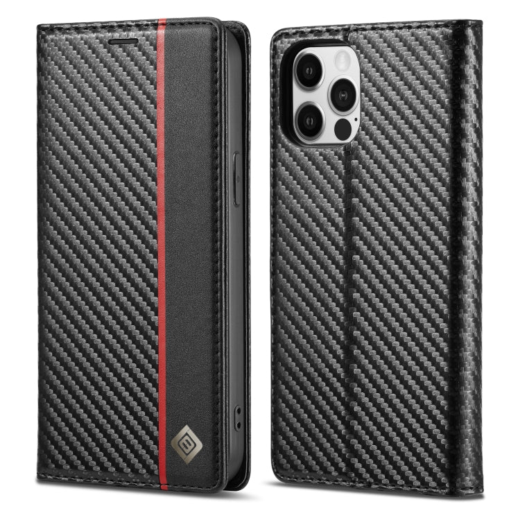 LC.IMEEKE Custodia in pelle a vibrazione orizzontale PU + TPU in fibra di carbonio con supporto, slot per schede e portafoglio, For iPhone 11, For iPhone 11 Pro, For iPhone 11 Pro Max, For iPhone 12 mini, For iPhone 12 / 12 Pro, For iPhone 12 Pro Max  ...